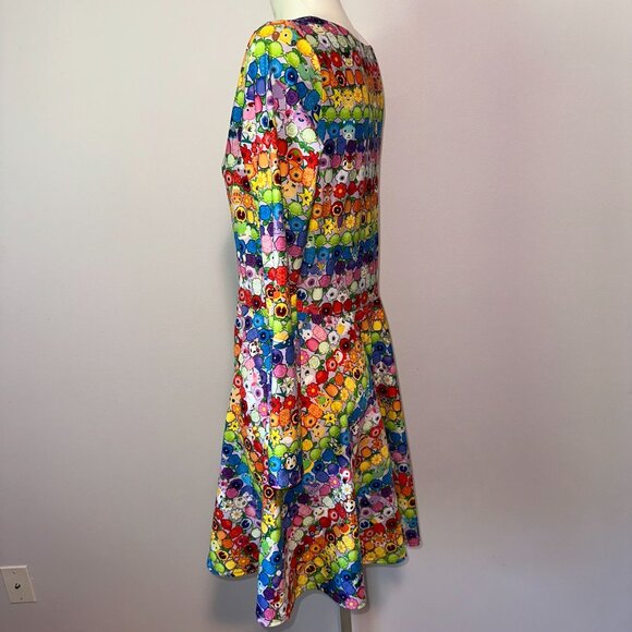 Blackmilk Animal Crossing Sz XL Rainbow Floral Stretch Fit Flare L/S Dress Rare - Picture 5 of 5